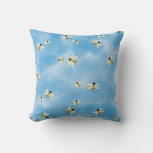 Blue Sky Bees Throw Cushion