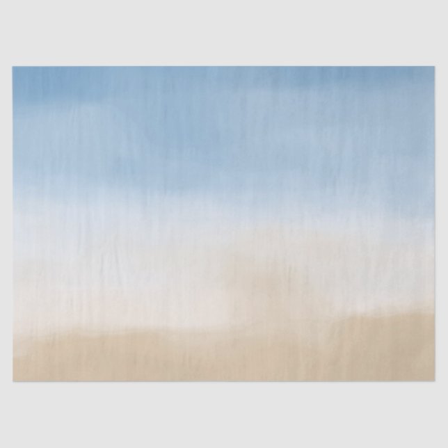 Blue Sky Beige Sand Ombre Watercolor Tissue Paper (Front)