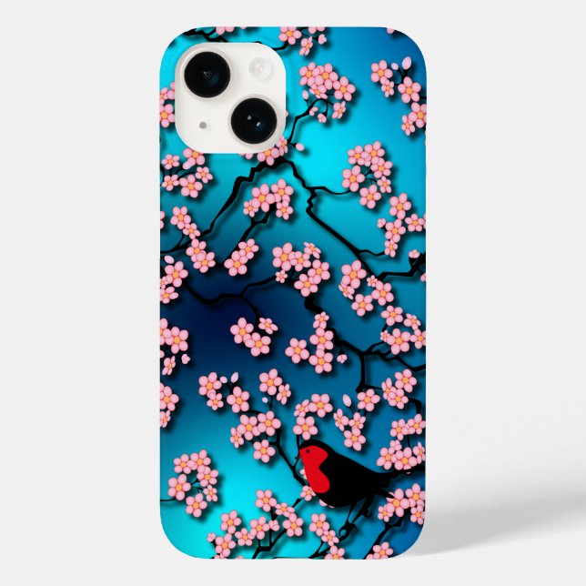 Blue Sky Bird Cherry Blossom Case-Mate iPhone Case (Back)