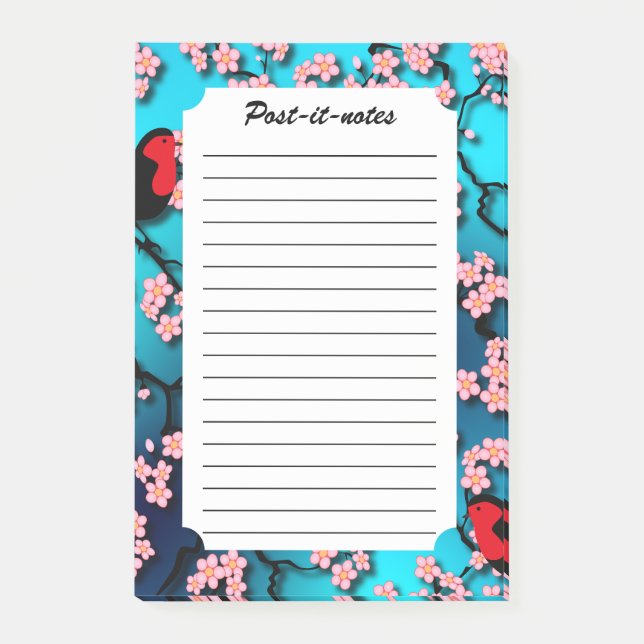 Blue Sky Bird Cherry Blossom Post-it Notes (Front)
