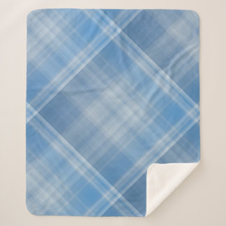 Blue Sky Blue and White Plaid Sherpa Blanket