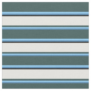 Blue, Sky Blue, Dark Slate Grey, White & Black Fabric
