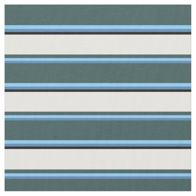 Blue, Sky Blue, Dark Slate Grey, White & Black Fabric (Close Up)