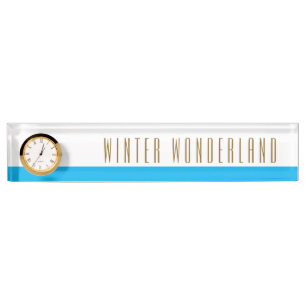 Blue Sky Blue White WINTER WONDERLAND Clock Nameplate