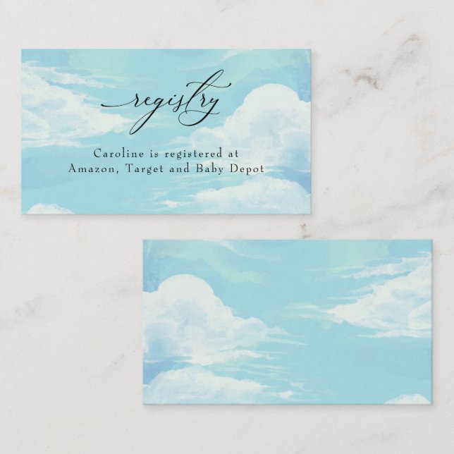 Blue Sky Clouds Baby Shower Registry Insert Card (Front/Back)
