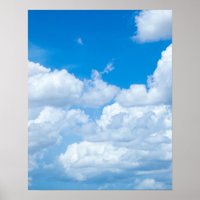 Blue Sky Clouds Background Skies Heaven Design Poster (Front)