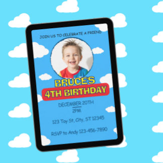 Blue Sky & Clouds Friend Birthday Invitation