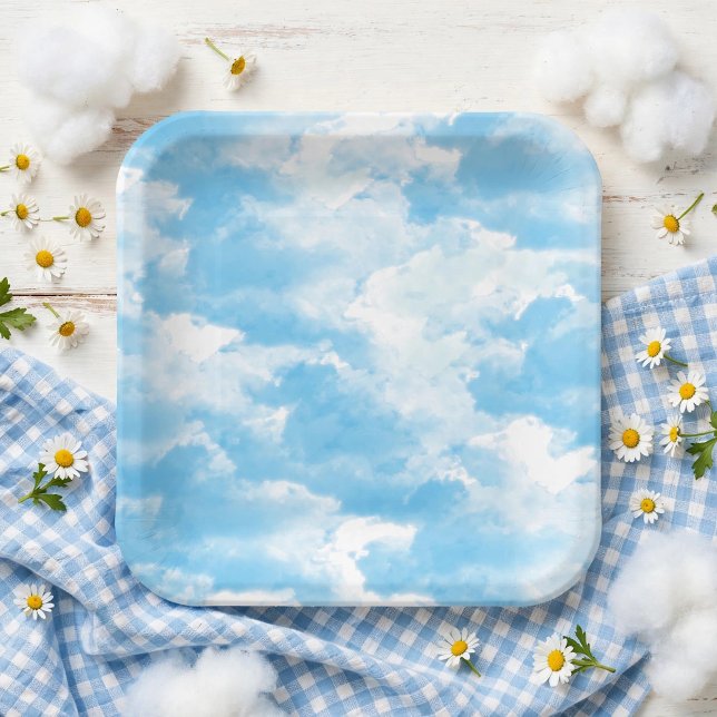Blue Sky Clouds Paper Plate (Creator Uploaded)