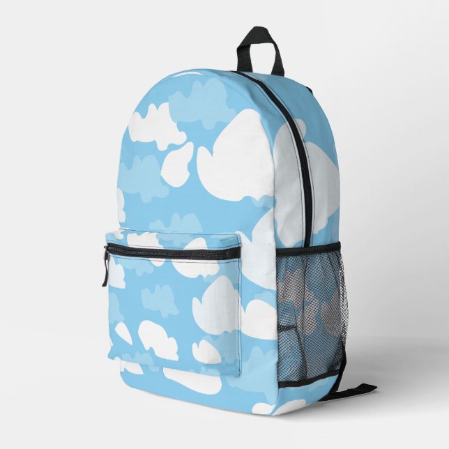 Blue Sky Clouds Printed Backpack (Back Corner Right)