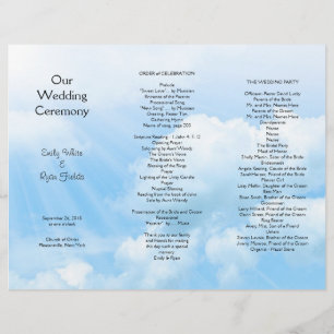 Blue Sky Clouds Tri-fold Wedding Program