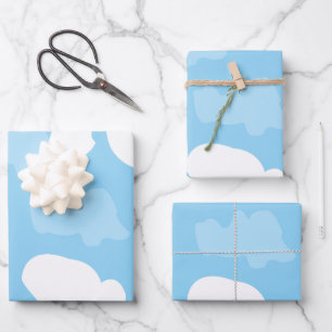 Blue Sky Clouds Wrapping Paper Sheet