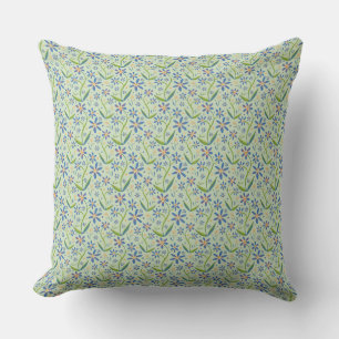 Blue Sky Dancing Watercolor Daisies Cushion