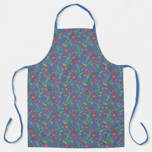 Blue Sky Dancing Watercolor Daisies Large Apron