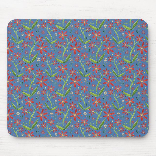 Blue Sky | Dancing Watercolor Daisies Mouse Pad (Front)