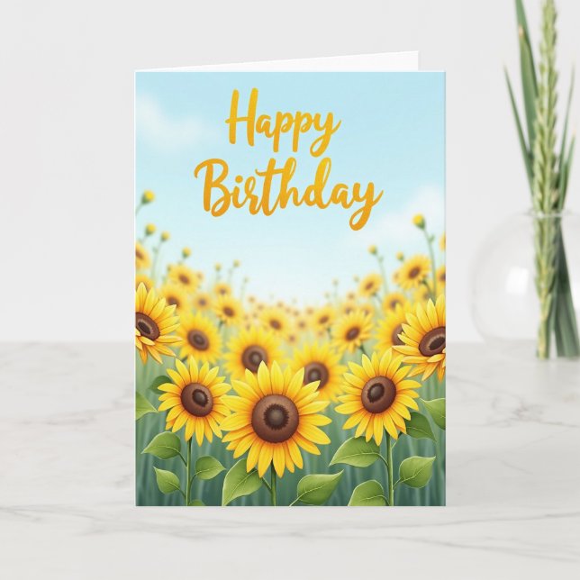 Blue Sky Field Birthday Card (Front)