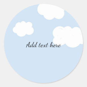 Blue Sky, Fluffy White Clouds Template, Classic Round Sticker