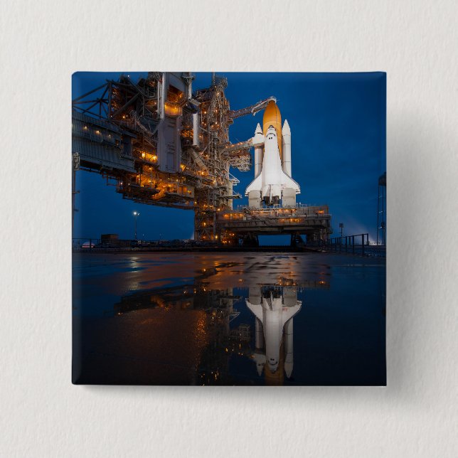 Blue Sky for Space Shuttle Atlantis Launch 15 Cm Square Badge (Front)