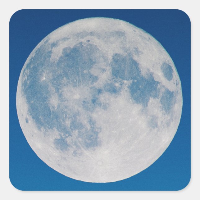 Blue Sky Full Moon Square Sticker (Front)