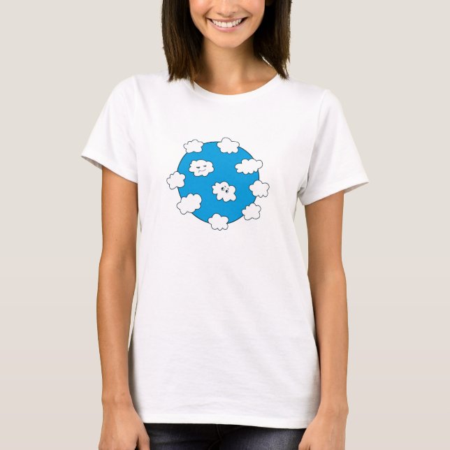 Blue Sky Funny Cartoon Clouds Womens Long Sleeve T-Shirt (Front)