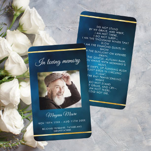 Blue sky gold photo funeral prayer card