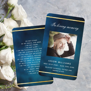 Blue sky gold photo funeral prayer card