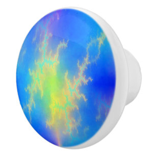 Blue Sky & Golden Yellow Lightning Bolts Ceramic Knob