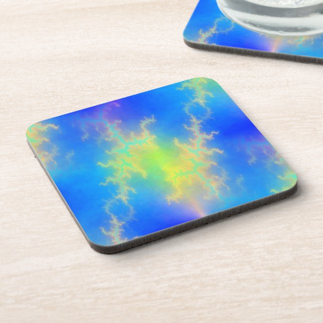 Blue Sky & Golden Yellow Lightning Bolts Coaster (Left Side)