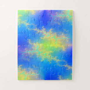 Blue Sky & Golden Yellow Lightning Bolts Jigsaw Puzzle