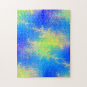 Blue Sky & Golden Yellow Lightning Bolts Jigsaw Puzzle