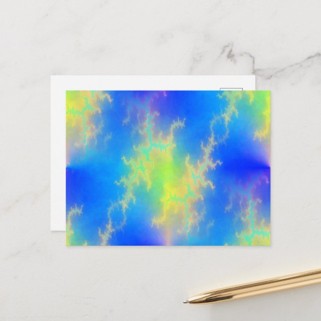 Blue Sky & Golden Yellow Lightning Bolts Postcard (Front/Back In Situ)