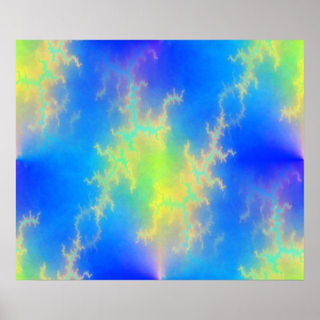 Blue Sky & Golden Yellow Lightning Bolts Poster (Front)