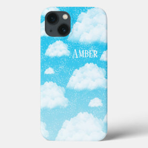 Blue Sky Gradient White Clouds Personalised iPhone 13 Case