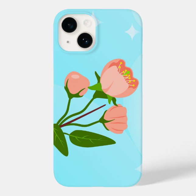 Blue sky gradient with blooming spring branch  Case-Mate iPhone case (Back)