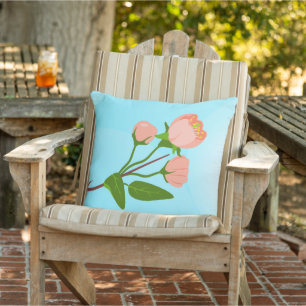 Blue sky gradient with blooming spring branch cushion