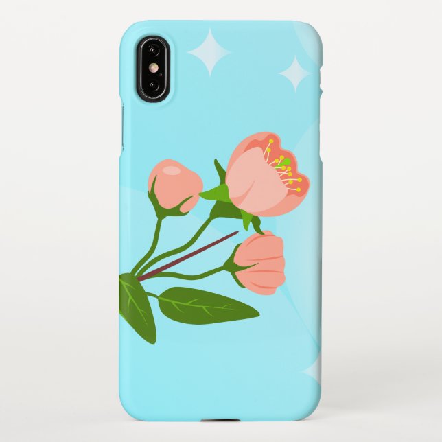 Blue sky gradient with blooming spring branch  iPhone case (Back)