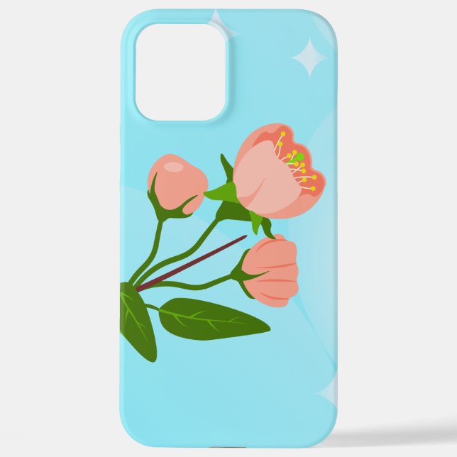 Blue sky gradient with blooming spring branch   iPhone case (Back)