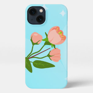 Blue sky gradient with blooming spring branch  iPhone 13 case