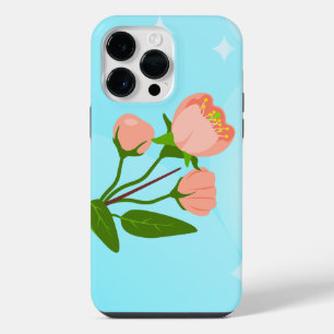 Blue sky gradient with blooming spring branch iPhone 14 pro max case