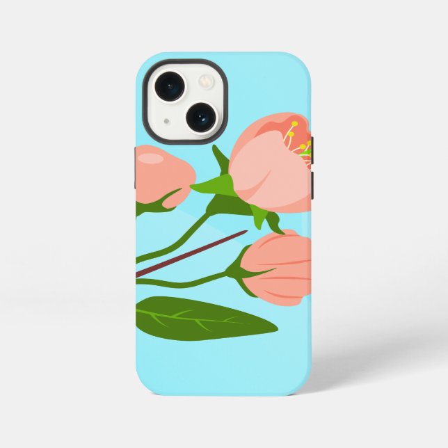 Blue sky gradient with blooming spring branch  iPhone case (Back)