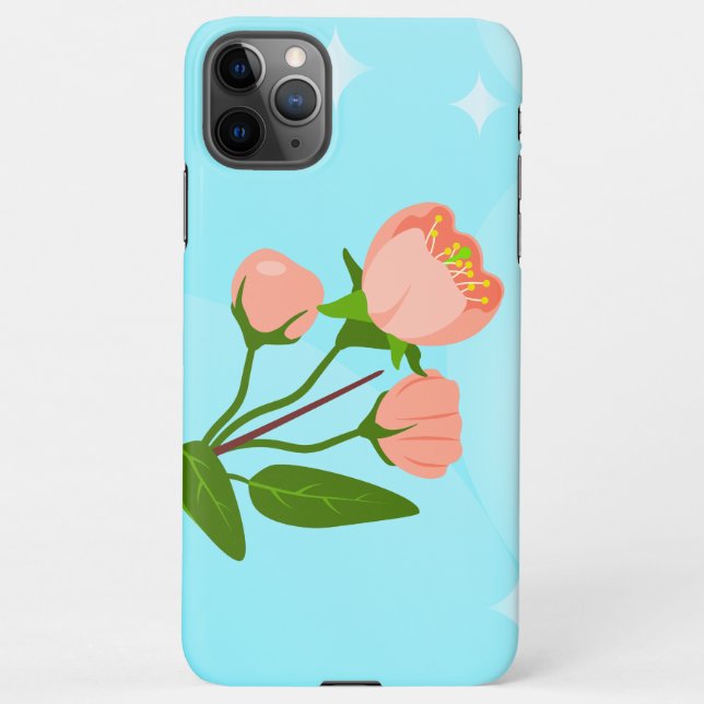 Blue sky gradient with blooming spring branch  iPhone case (Back)