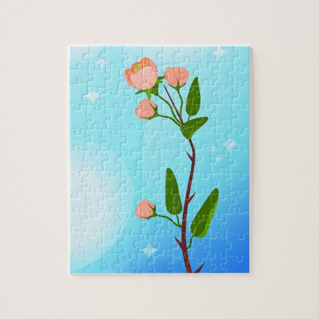 Blue sky gradient with blooming spring branch  jigsaw puzzle (Vertical)