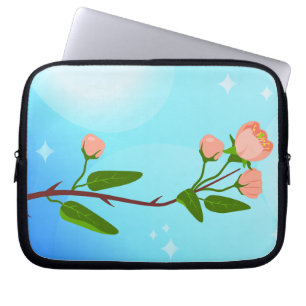 Blue sky gradient with blooming spring branch laptop sleeve