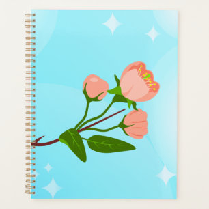 Blue sky gradient with blooming spring branch planner