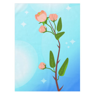 Blue sky gradient with blooming spring branch  tablecloth