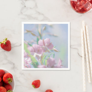 Blue Sky Green Plant Leaves Purple Flowers Napkin