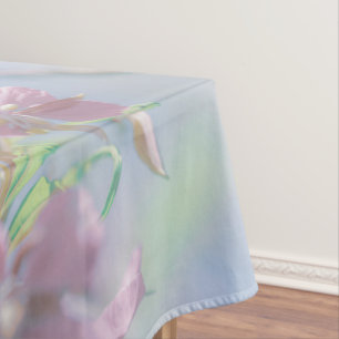 Blue Sky Green Plant Leaves Purple Flowers Tablecloth