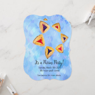 Blue Sky Hamantaschen Star Purim Party Invitations
