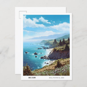 Blue Sky in Big Sur California USA Vintage Travel Postcard