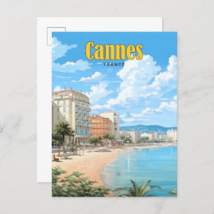 Blue Sky in Cannes France Vintage Travel Postcard