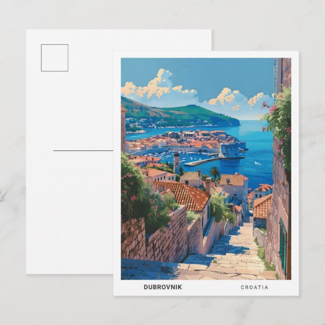 Blue Sky in Dubrovnik Croatia Vintage Travel  Postcard (Front/Back)
